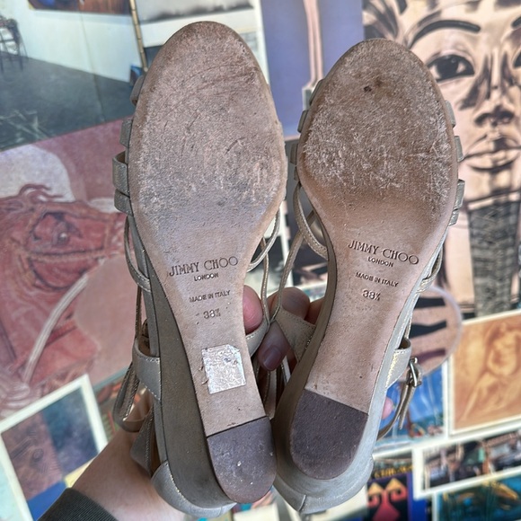 Jimmy Choo Golden Glitter Womens Wedge sz 38 1/2 - Picture 9 of 9